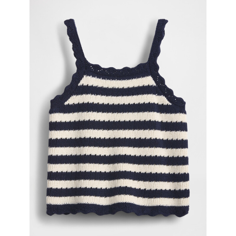 SL CROCHET STRIPE TANK NAVY UNIFORM
