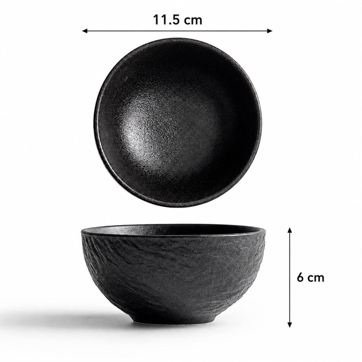 Bowl Cerámica Negra - Línea Black Stone – Ø11.5 x 6 cm 