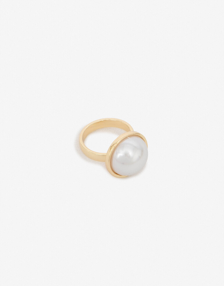 Anillos Medianos y Grandes Perla Anillo Con Perla - Dorado