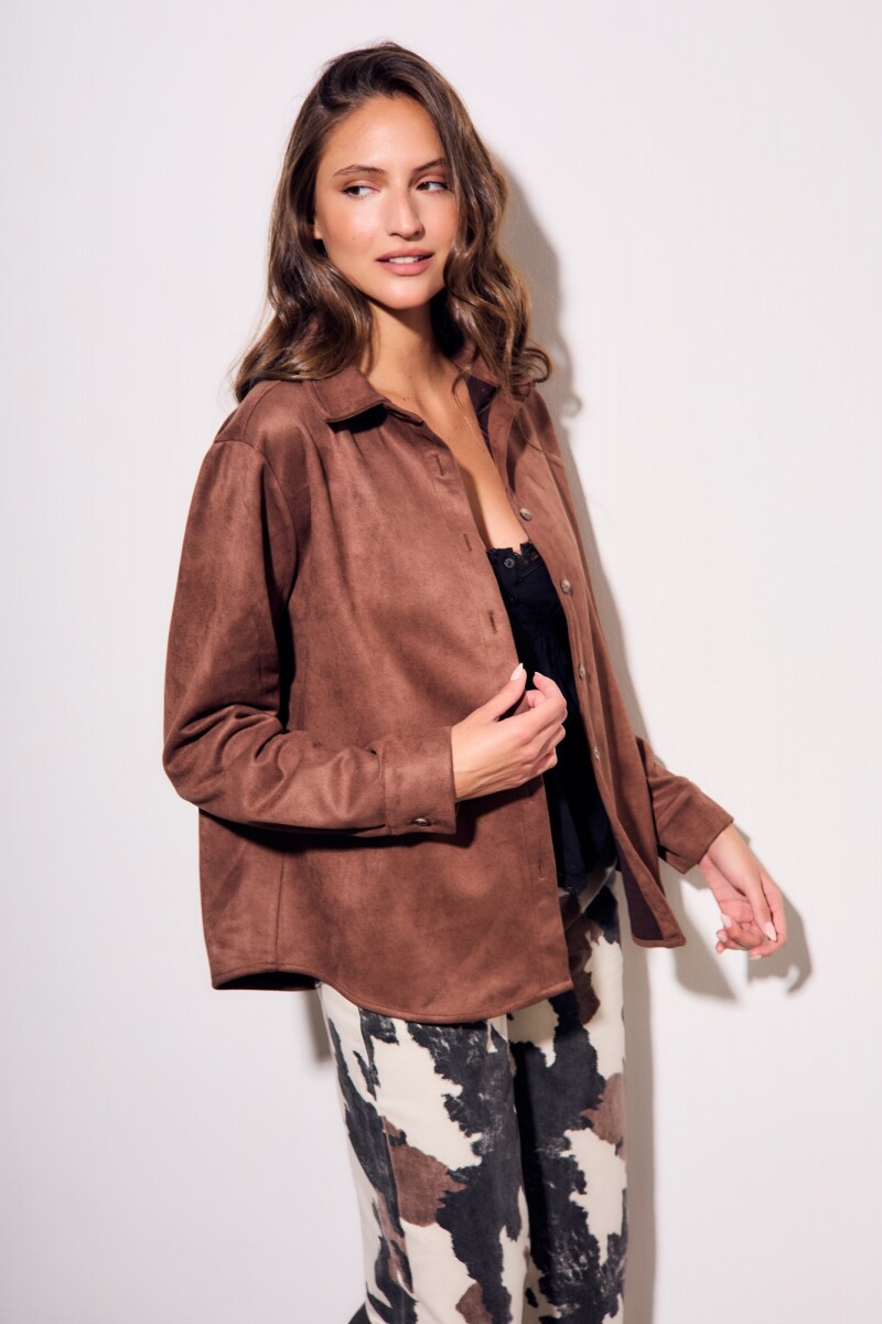 Camisa Gamuza Cuero Vegano Chocolate