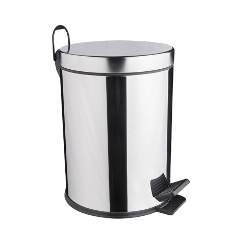 PAPELERA CILINDRICA DE BAÑO BRILLO 21CM DIAMETRO CROMO CROMO