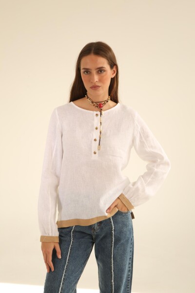 Blusa Lanai Blanco y beige