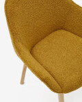 Silla Aleli de borreguito mostaza y patas de madera maciza de fresno con acabado natural