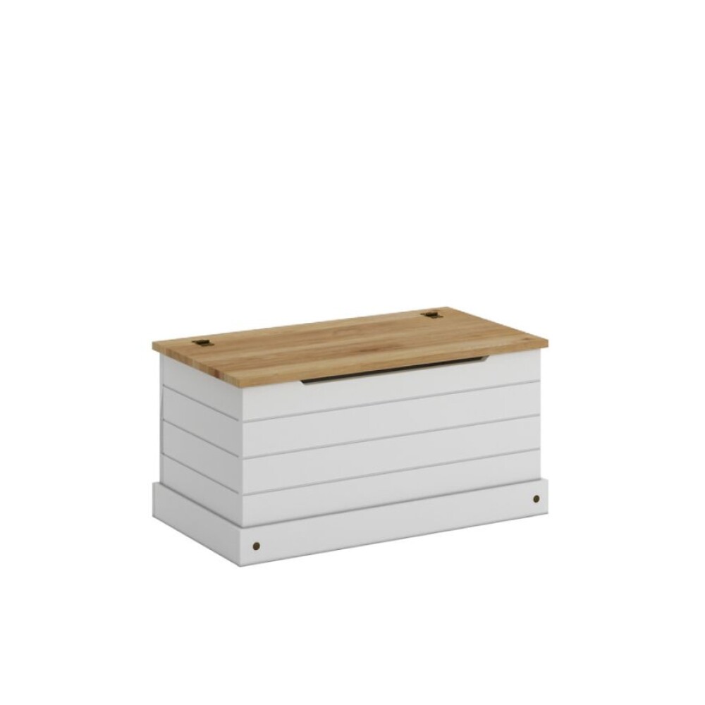 Baúl Pie De Cama Madera Maciza - Linea Mexicana Blanco Baúl Pie De Cama Madera Maciza - Linea Mexicana Blanco