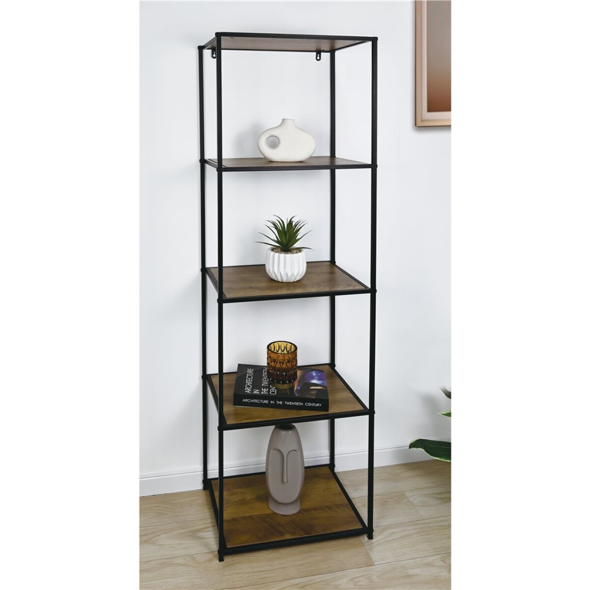 ESTANTERIA 5 NIVELES 45X30X150CM MADERA Y METAL 