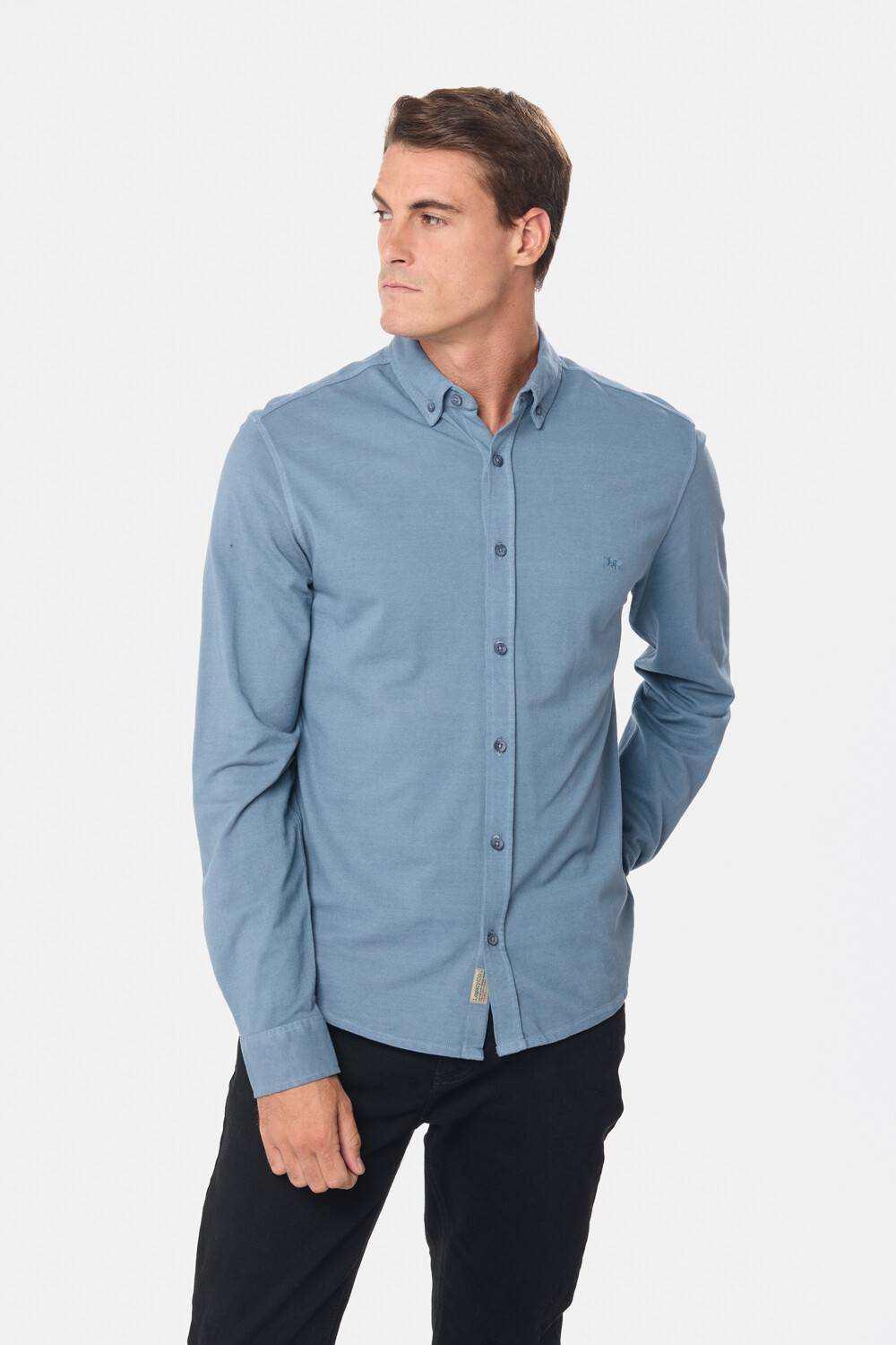 CAMISA PIQUE LISA MANGA LARGA Piedra