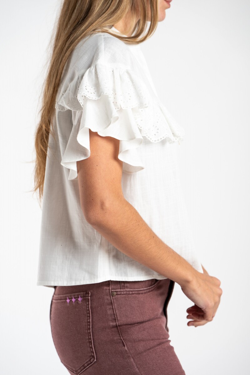 Blusa Volados Algodón Nacar