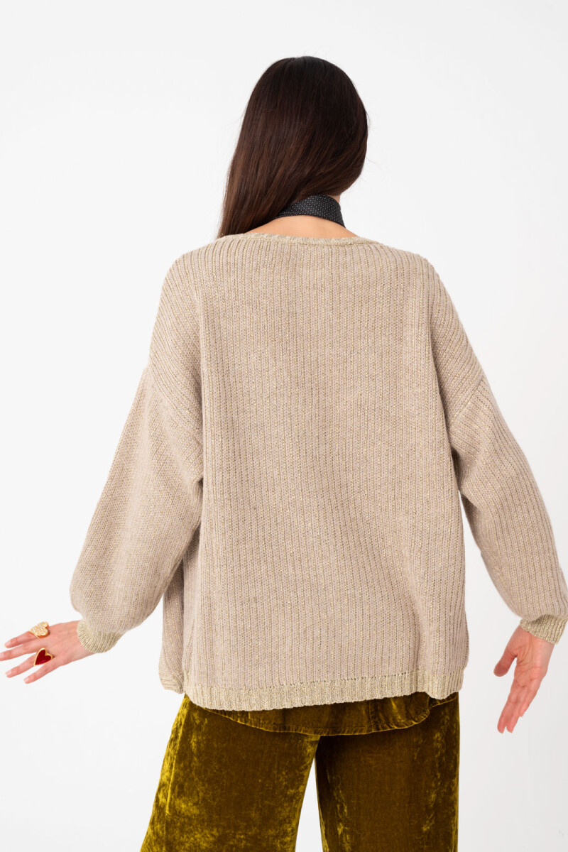 CARDIGAN TEJIDO CON LUREX Beige