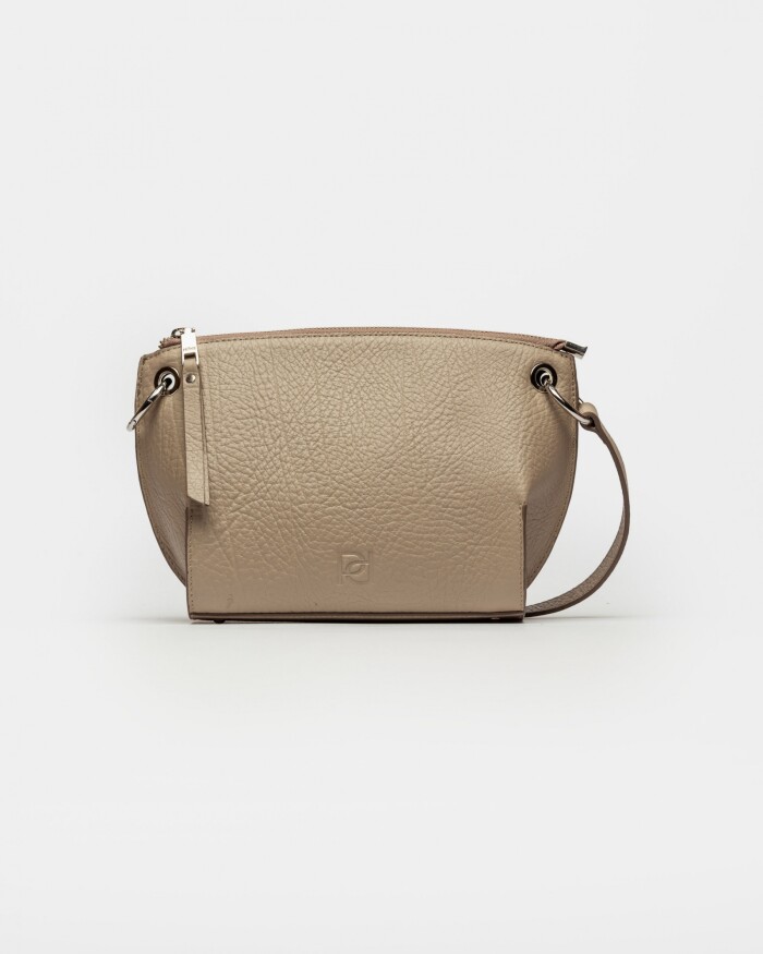 Bandolera Sauvage En Cuero Graneado Taupe