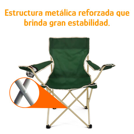 Silla Plegable Infantil 50kg Reforzada Con Portavaso Y Funda Verde