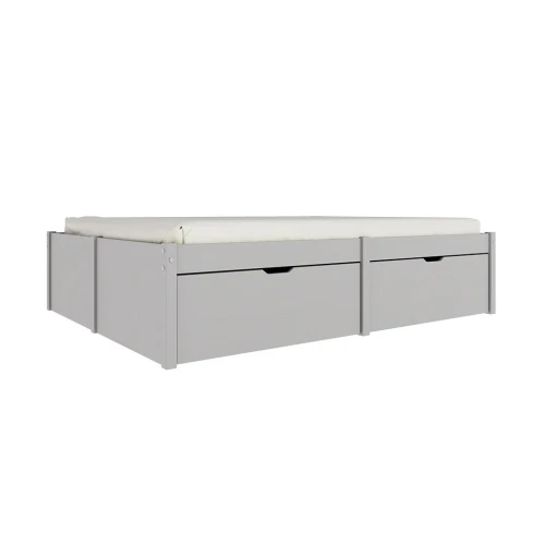 Cama Madera Maciza Con Cajones - 2 plazas - Linea beauty Gris