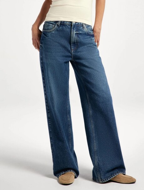 PANTALÓN WIDE LEG CINTURA MEDIA AZUL