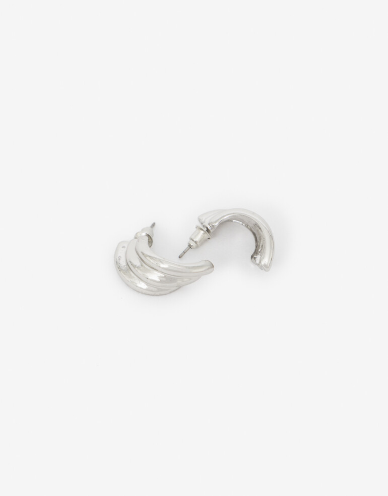 Aros Colgantes Cortos Metal Aros Colgantes Chunky Torzados - Plateado Rodio