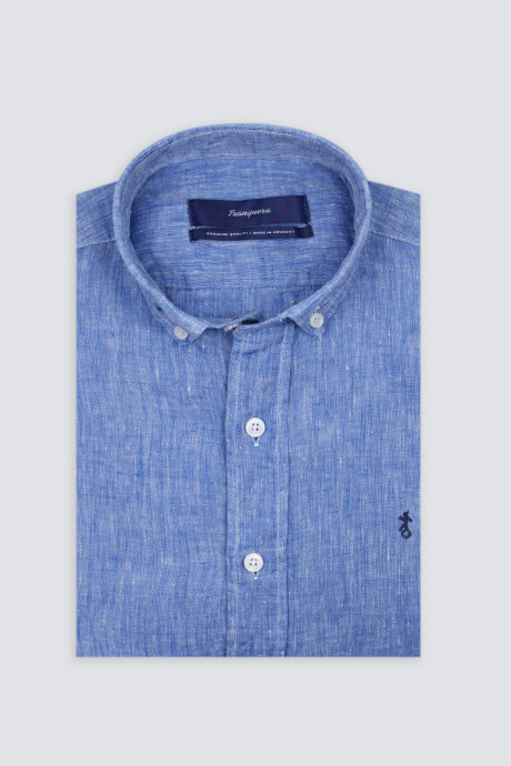 Camisa de Lino Celeste Oscuro