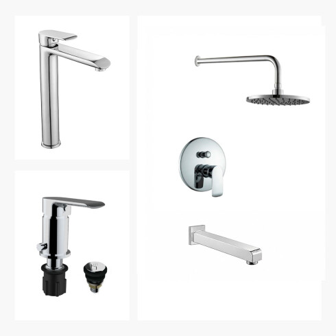 JUEGO DE GRIFERIA DUCHA EMBUTIDA LAVATORIO ALTO Y BIDET 000