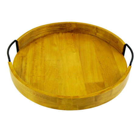 BANDEJA REDONDA MADERA C/ASAS METAL BANDEJA REDONDA MADERA C/ASAS METAL