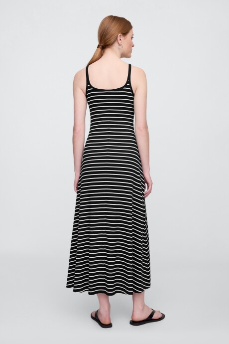 Vestido Mini Rib Mujer Black White Stripe