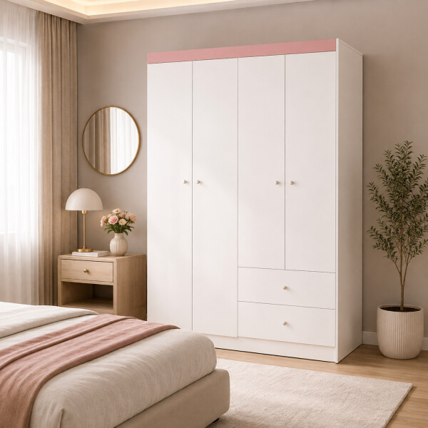 Placard Ropero Armario Astro 4 Puertas 2 Cajones ROSA