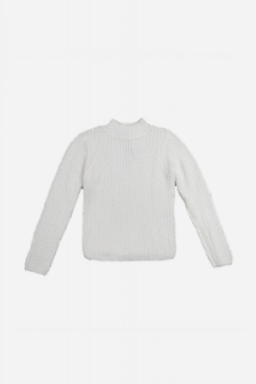 Sweater cuello a la base - Niña BLANCO