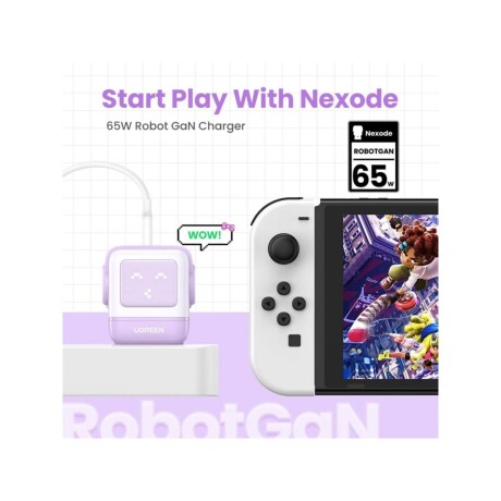 Ugreen Cargador Mini Robot 2USB/USBC 65W Purple 001