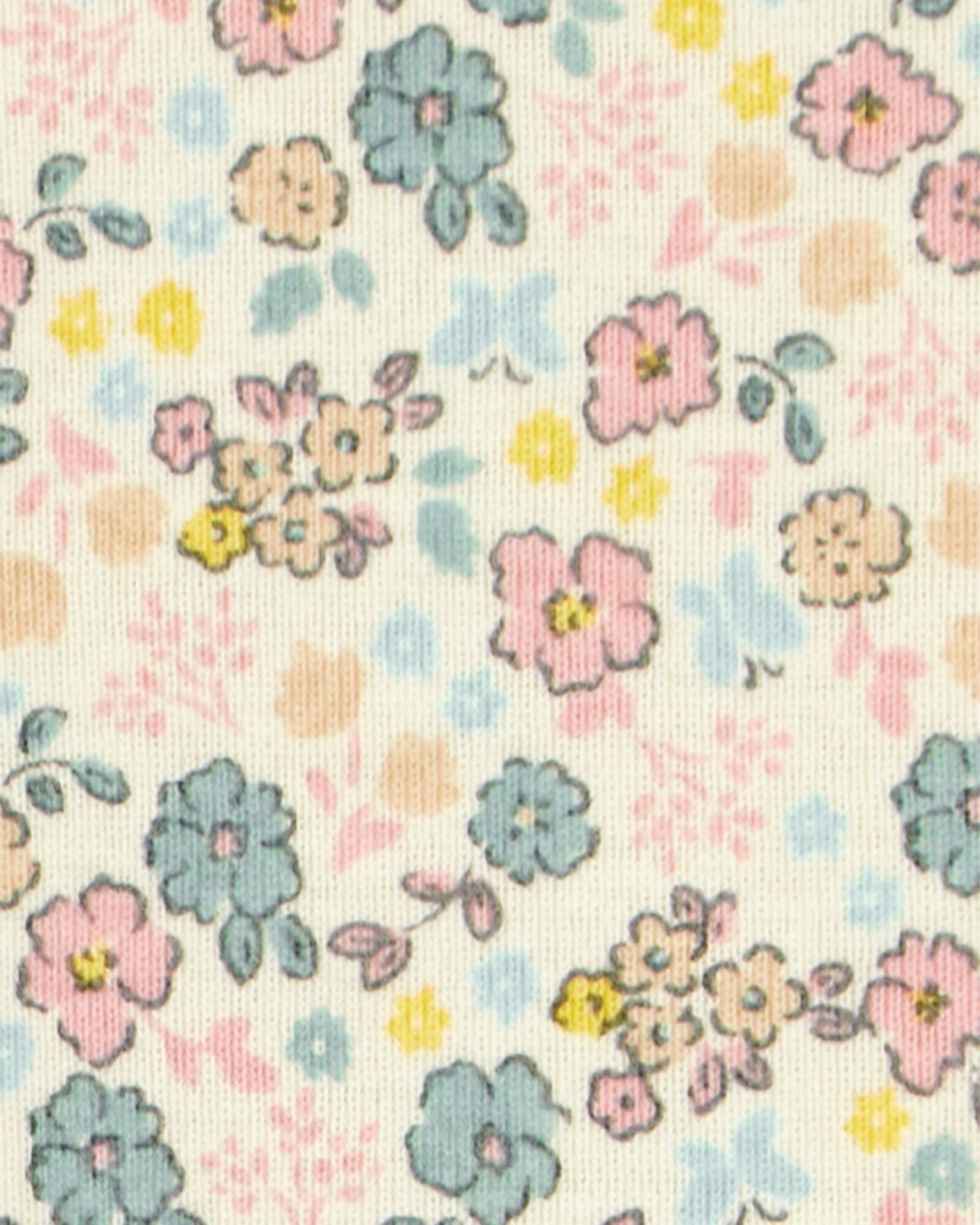 Set dos piezas de algodón, pantalón y remera, diseño floral Sin color
