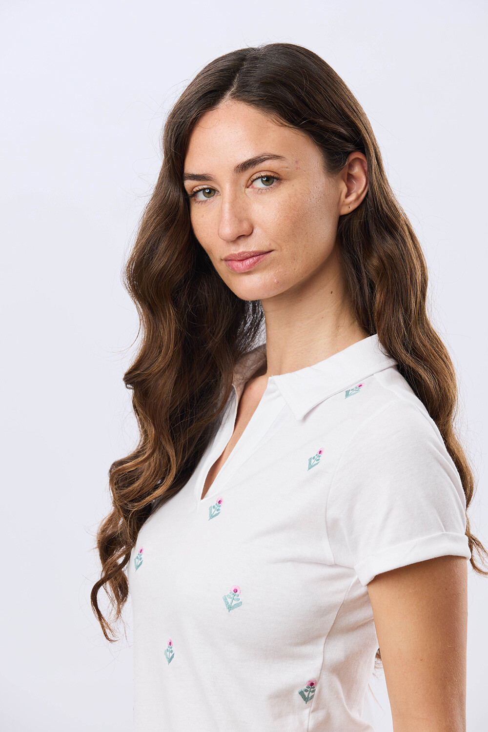 REMERA POLO BORDADA DE ALGODÓN Blanco