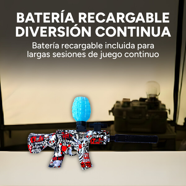 Pistola Hidrogel Ametralladora Lentes Municiones Recargable Color Rojo