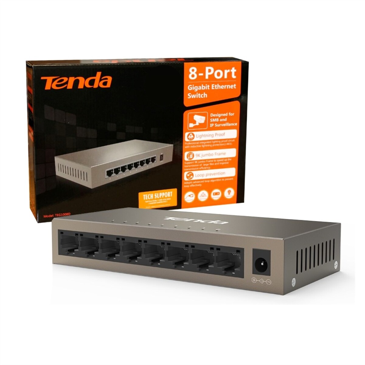 Switch Tenda 8 Puertos Gigabit Metalico 