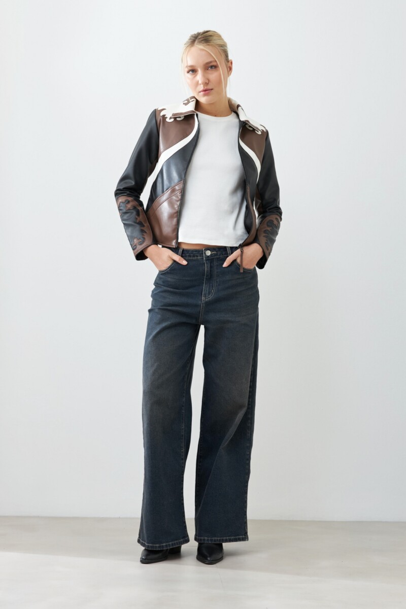 Chaqueta western eco cuero - negro 