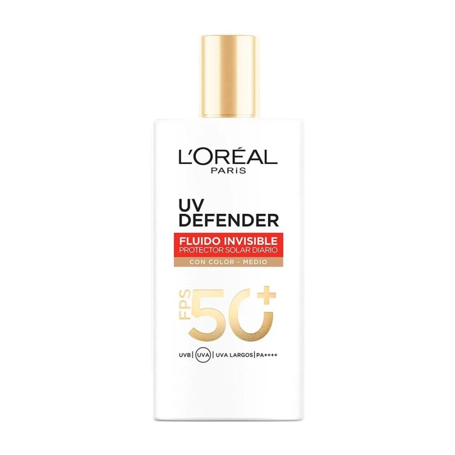 Protector Solar Facial con Color Medio FPS 50+ UV Defender Fluido 40 ml - L'Oréal Protector Solar Facial con Color Medio FPS 50+ UV Defender Fluido 40 ml - L'Oréal