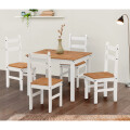 JUEGO DE COMEDOR 1 MESA + 4 SILLAS COLOR BLANCO/NATURAL MODELO LUCIA Juego De Comedor 1 Mesa + 4 Sillas Color Blanco/natural Modelo Lucia