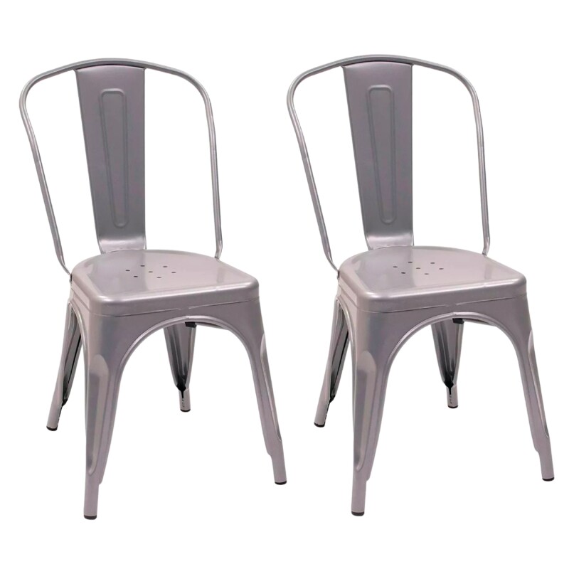 Pack x2 Sillas Tolix Lumax Metal Colores Living Comedor Gris