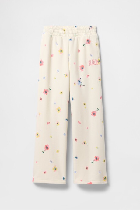 Pantalón Deportivo Wide Leg Logo Gap Niña White Floral Print
