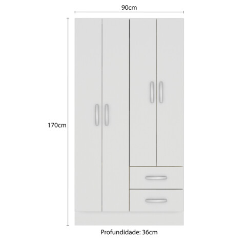 Ropero Armario 4 puertas 2 cajones con estantes y perchero 170 x 90 x 36 cm - Blanco Ropero Armario 4 puertas 2 cajones con estantes y perchero 170 x 90 x 36 cm - Blanco