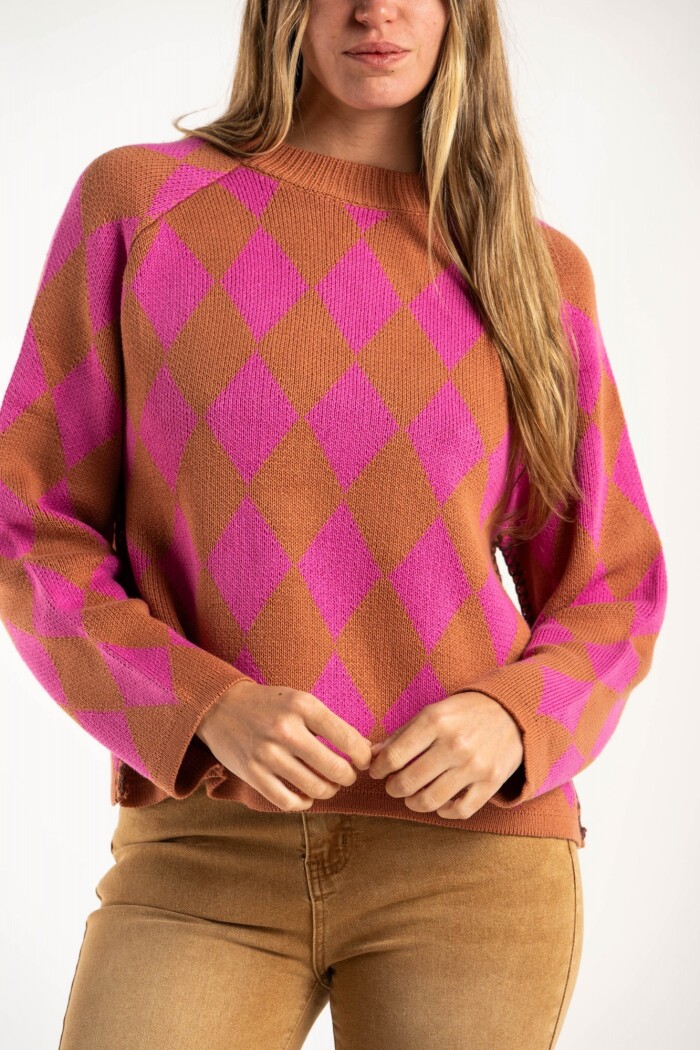 Sweater Rombos Fucsia