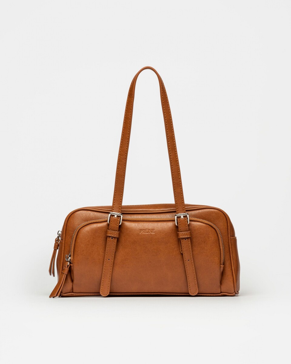 Cartera al hombro Lagoon en efecto cuero liso - Cuoio 