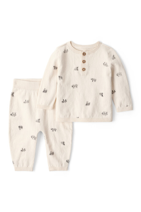 Set dos piezas de algodón, pantalón y remera, diseño ovejas Sin color