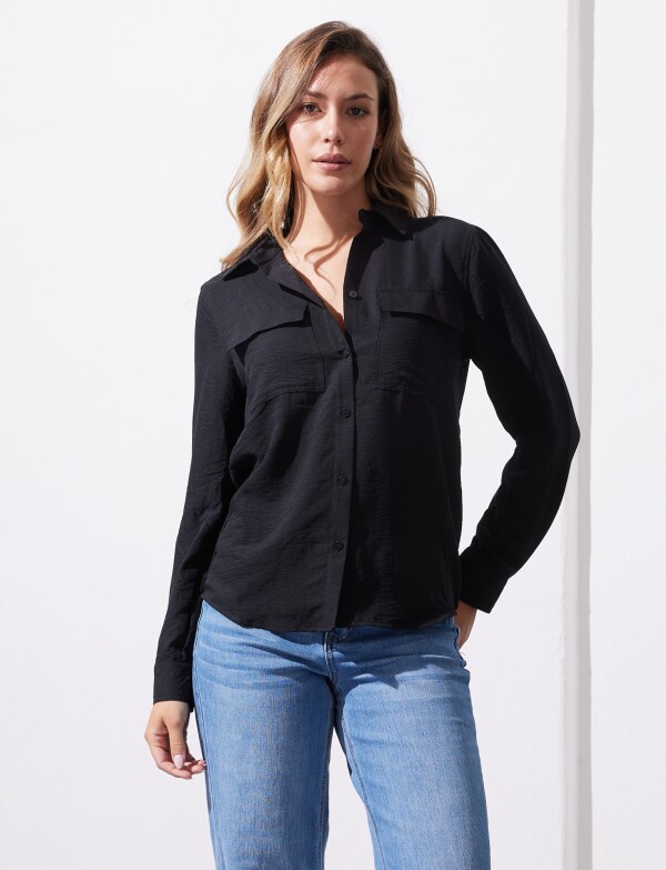 Camisa Bolsillos NEGRO