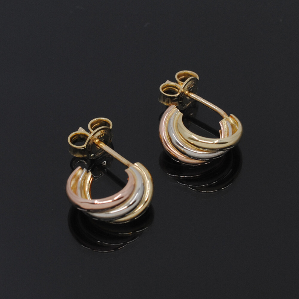 Caravanas en oro 18k combinado 3 tonos Caravanas en oro 18k combinado 3 tonos