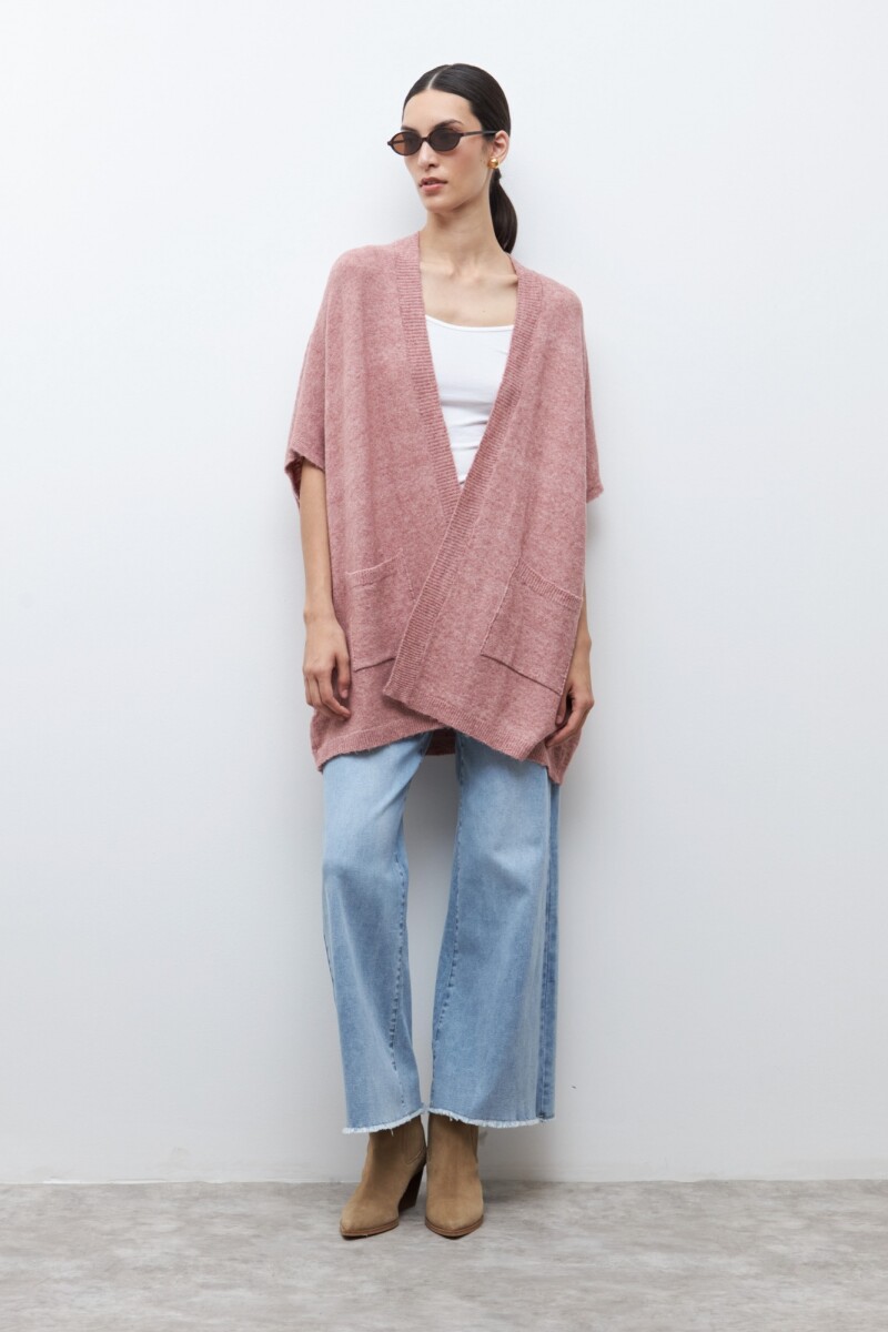 Ruana clásica - rosa melange 