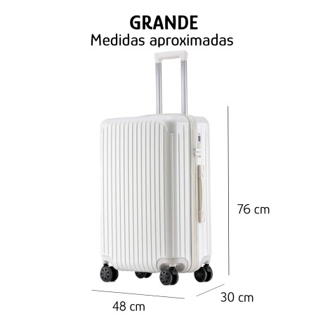 Valija Grande Rígida 4 Ruedas 360° con Candado Integrado Blanco