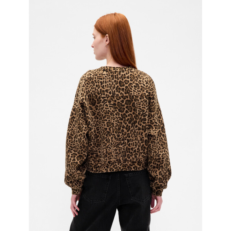 WEDGE SEAMED CREW PO ANIMAL PRINT