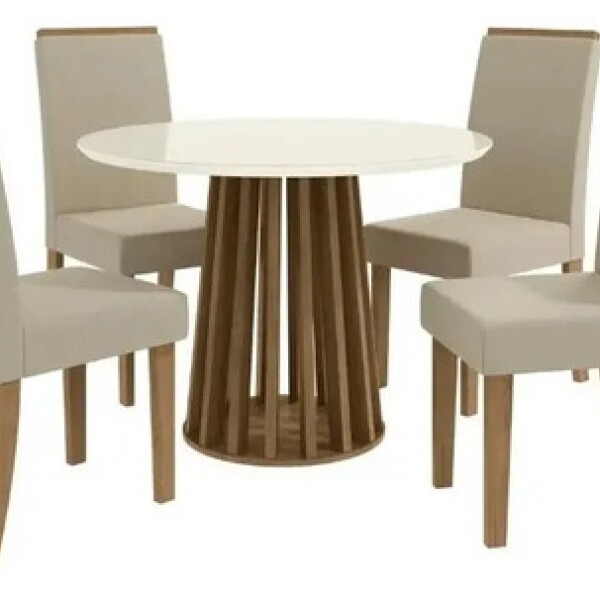 Mesa De Comedor Lavanda Redonda 105 Cm Moderna Laqueada Blanco 1