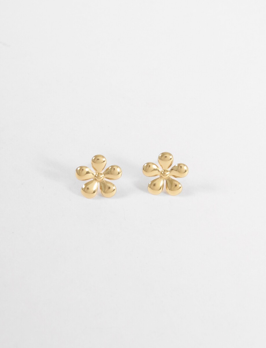 Caravanas flor acero - dorado 