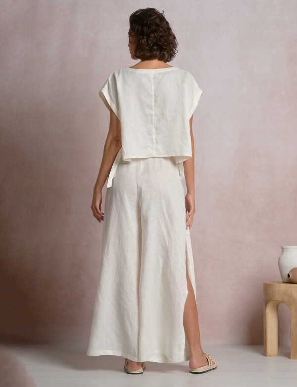Blusa Holgada De Lino Con Ajuste Lateral CRUDO