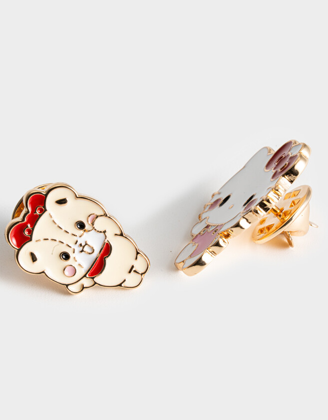 Prendedor Esmaltado Set De Pins Hello Kitty - Dorado