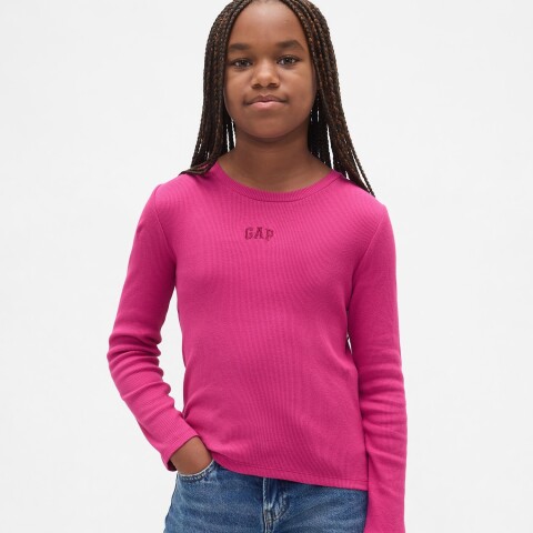 FRCH LS RIBBED TEE BRIGHT FUCHSIA 026