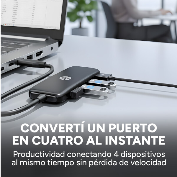 Adaptador Multipuerto Hub HP 4 Puertos USB 2.0 DHC-CT110C Color Negro
