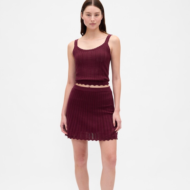 COTTON POINTELLE TANK TUSCAN RED