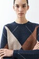 Sweater con jacquard rombos azul marino